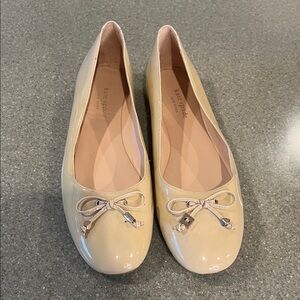 Kate Spade Beige Patent Flats with Bow